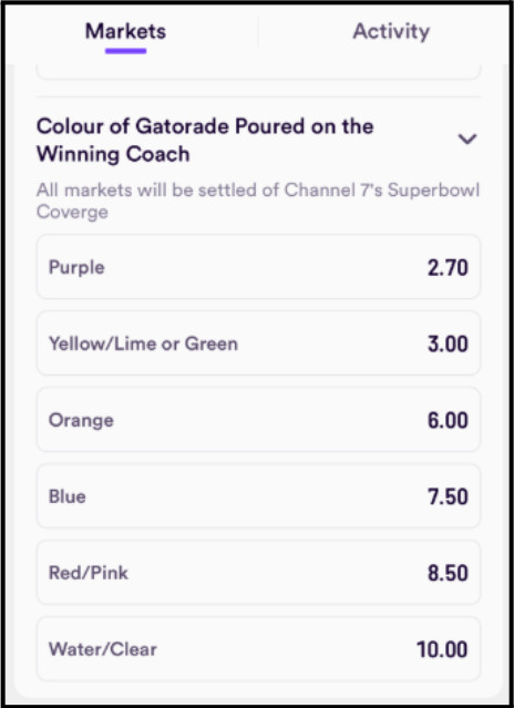 Super Bowl Gatorade Bath Odds